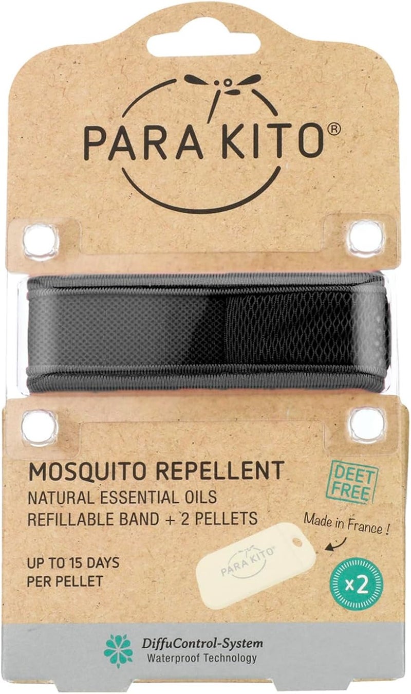 PARA'KITO Mosquito Repellent Bracelets, Bug Repellent Bracelets, Natural Essential, Spray Alternatives for Beach, Camping, Hiking (Black)