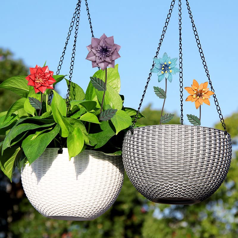 YEAHOME Garden Decor for Outside, 6 Pack Flower Garden Stakes Outdoor Decor Metal Shaking Head Yard Art, Weather Proof Flower Stakes for Yard Porch Lawn Pathway Pot Decorations(Multi-Color) - Image 2