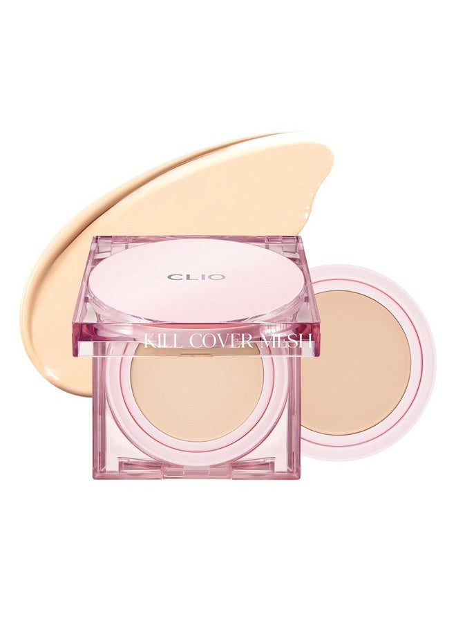 كليو بروفيشنال - كريم أساس CLIO Kill Cover Mesh Glow Cushion ([عبوة إعادة تعبئة متضمنة] 15 جم*2، لون كتان 21N)، بشرة زجاجية، يدوم طويلاً، خفيف الوزن، تغطية قابلة للبناء، مكياج بشرة متوهجة - Image 1