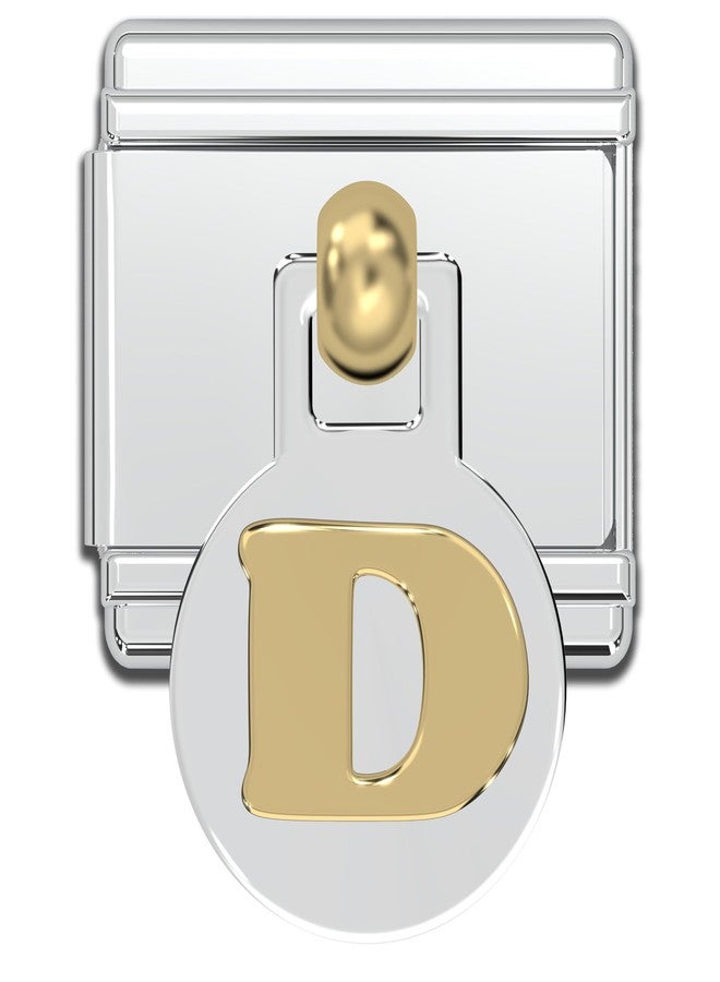 Fablinks Italian Charm Bracelet Letter Charms, 9mm Stainless Steel Gold Link for Women, Modular Dangle Jewelry Links for Men (Gold Dangle D) - Image 1