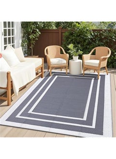 Arabest Waterproof Reversible Outdoor Rug 5x8 ft in Grey & White - Plastic Straw Mat for Patio, Camping, Balcony, Deck, Backyard - Indoor Outdoor Carpet Clearance for RV.  - Image 1