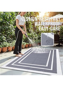 Arabest Waterproof Reversible Outdoor Rug 5x8 ft in Grey & White - Plastic Straw Mat for Patio, Camping, Balcony, Deck, Backyard - Indoor Outdoor Carpet Clearance for RV.  - Image 3