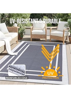Arabest Waterproof Reversible Outdoor Rug 5x8 ft in Grey & White - Plastic Straw Mat for Patio, Camping, Balcony, Deck, Backyard - Indoor Outdoor Carpet Clearance for RV.  - Image 4