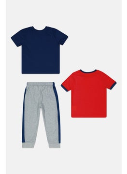 Reebok Toddlers Boy 3 Piece Brand Logo T-Shirt And Pants, Navy/Grey/Red  - Image 2