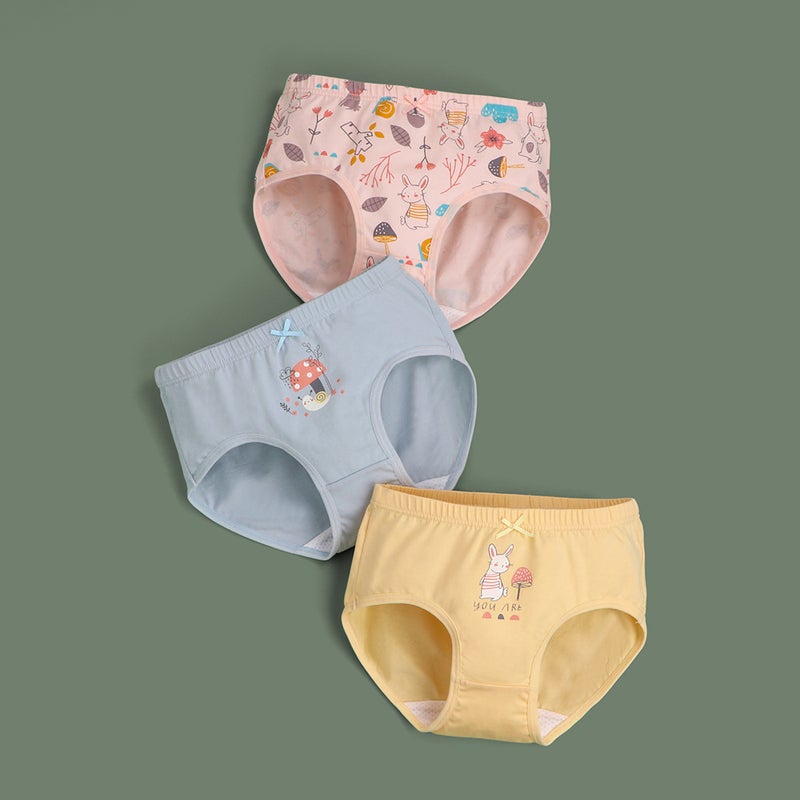 Girls Cotton Antibacterial Underwear Cartoon Briefs H886/Mushroom Bunny SJ401 