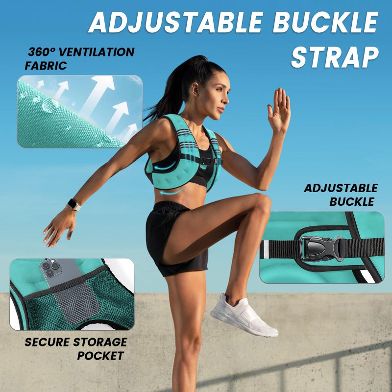 KUKZO Weighted Vest Woman,8 Lb Unisex Reflective Strength Training Weight Vest For Running, Jogging, Cardio & Workouts - Image 2