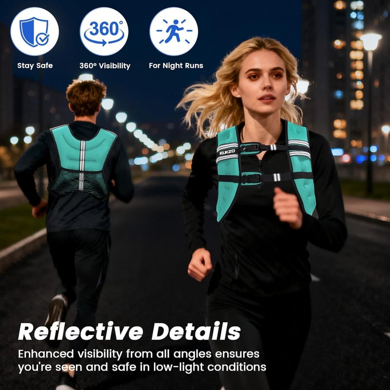 KUKZO Weighted Vest Woman,8 Lb Unisex Reflective Strength Training Weight Vest For Running, Jogging, Cardio & Workouts - Image 3