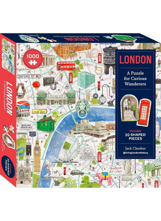 London: A Puzzle for Curious Wanderers: 1000-Piece Puzzle with 20 Shaped Pieces, from Sunday Times Bestselling Author Jack Chesher @Livinglondonhistory  - Image 1