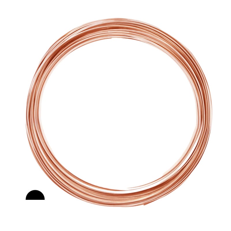 Craft Wire 20 Gauge, 99.9% Pure Copper Wire (Half Round) Dead Soft CDA #110 Made in USA - 5FT by CRAFT WIRE - Image 1