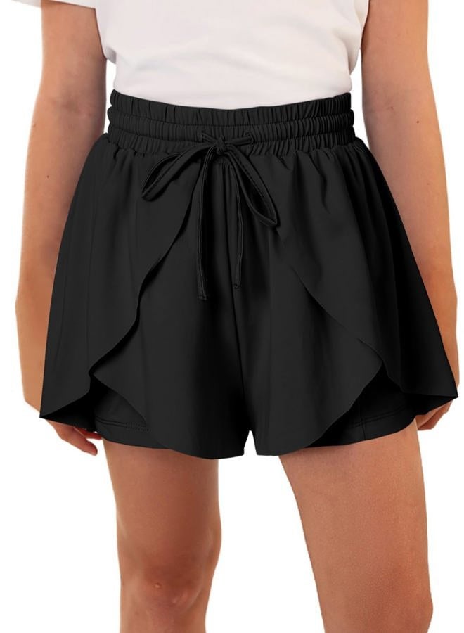 blibean Tween Girls Athletic Shorts Flowy Outdoor UPF50+ Outfits 6-15 Year, A Black, 8-9 Years - Image 1
