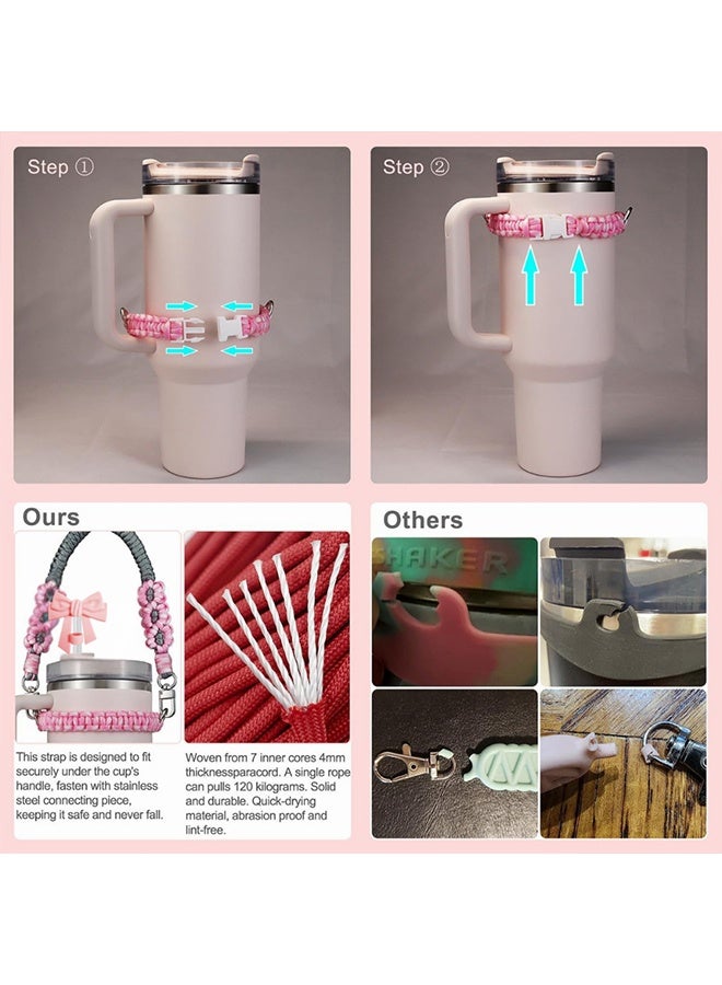 Ocean 9 PCS Cup Accessories Set for Stanley, Water Bottle Accessories Set, Straw Topper Accessories for Stanley Cup 40oz&30oz Tumbler (Pink)  - Image 3