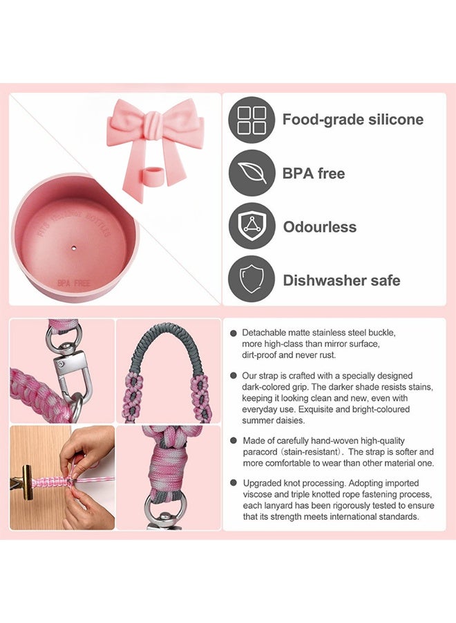 Ocean 9 PCS Cup Accessories Set for Stanley, Water Bottle Accessories Set, Straw Topper Accessories for Stanley Cup 40oz&30oz Tumbler (Pink)  - Image 4