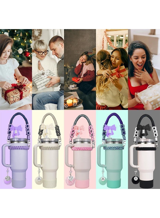 Ocean 9 PCS Cup Accessories Set for Stanley, Water Bottle Accessories Set, Straw Topper Accessories for Stanley Cup 40oz&30oz Tumbler (Pink)  - Image 5