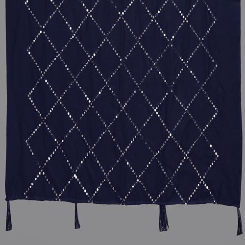 KEMZA Women's Embroidered Cotton Mirror Dupatta (Navy Blue) in Checks Pattern - Image 5