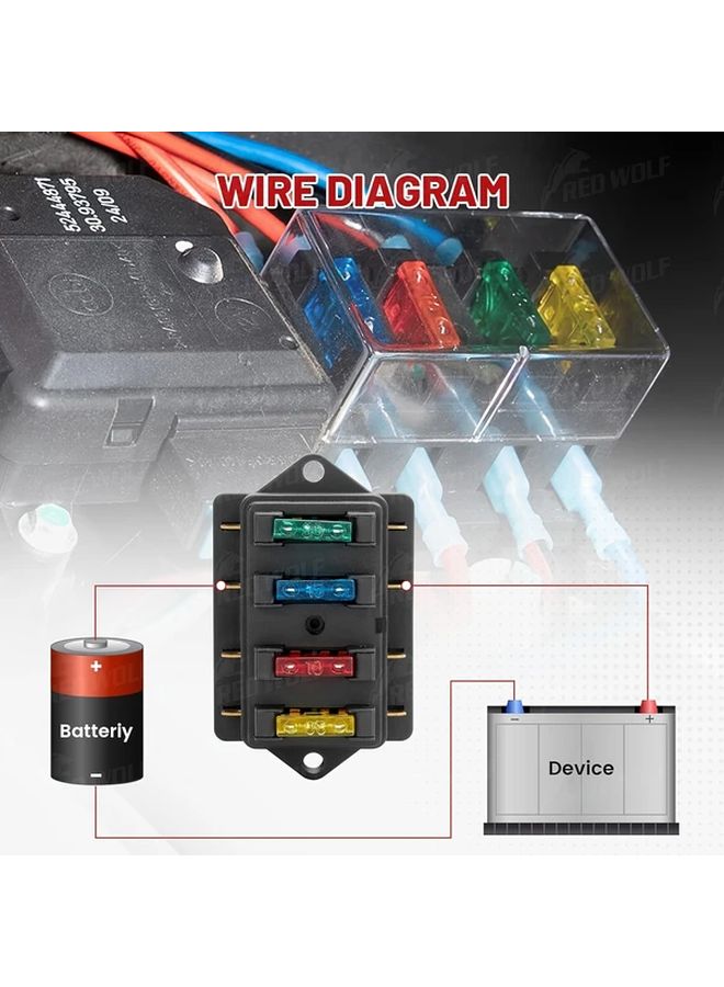 مجموعة صندوق فتيس 4 طرق مع فيوزات شفرات ATC ATO 5 أمبير 10 أمبير 15 أمبير 20 أمبير للسيارات والشاحنات والقوارب والمركبات الترفيهية - Image 5