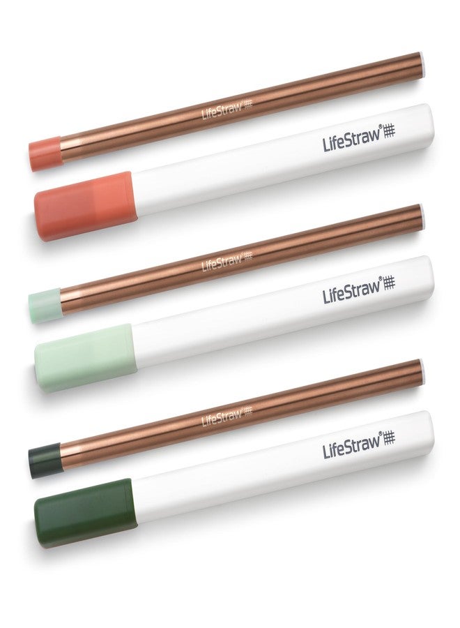 LifeStraw Sip 3-Pack, Reusable Stainless Steel Water Filter Drinking Straw with 3 Carry Cases, Removes Microplastics, Bacteria and Parasites for Travel and Everyday Use, Copper - Image 1