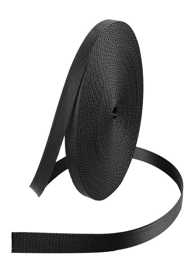 Sliverdew 12 Yards Nylon Webbing Strap Heavy Duty Nylon Webbing Black Flat Straps 3/8 Inch Webbing Strapping for Belt Backpack Outdoor DIY Gear Repair - Image 1