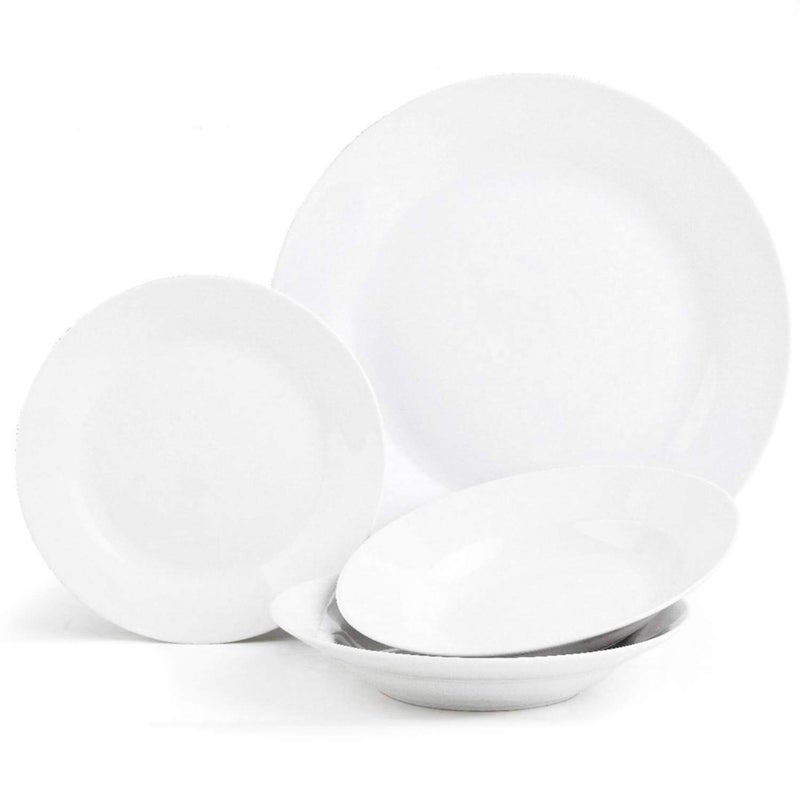 Sabichi 12pc Day to White Dinner Set  Microwave  Dishwasher Safe  4 X Plates Side Soup Bowls Plate and Bowl Ideal Plates and Bowls Set
