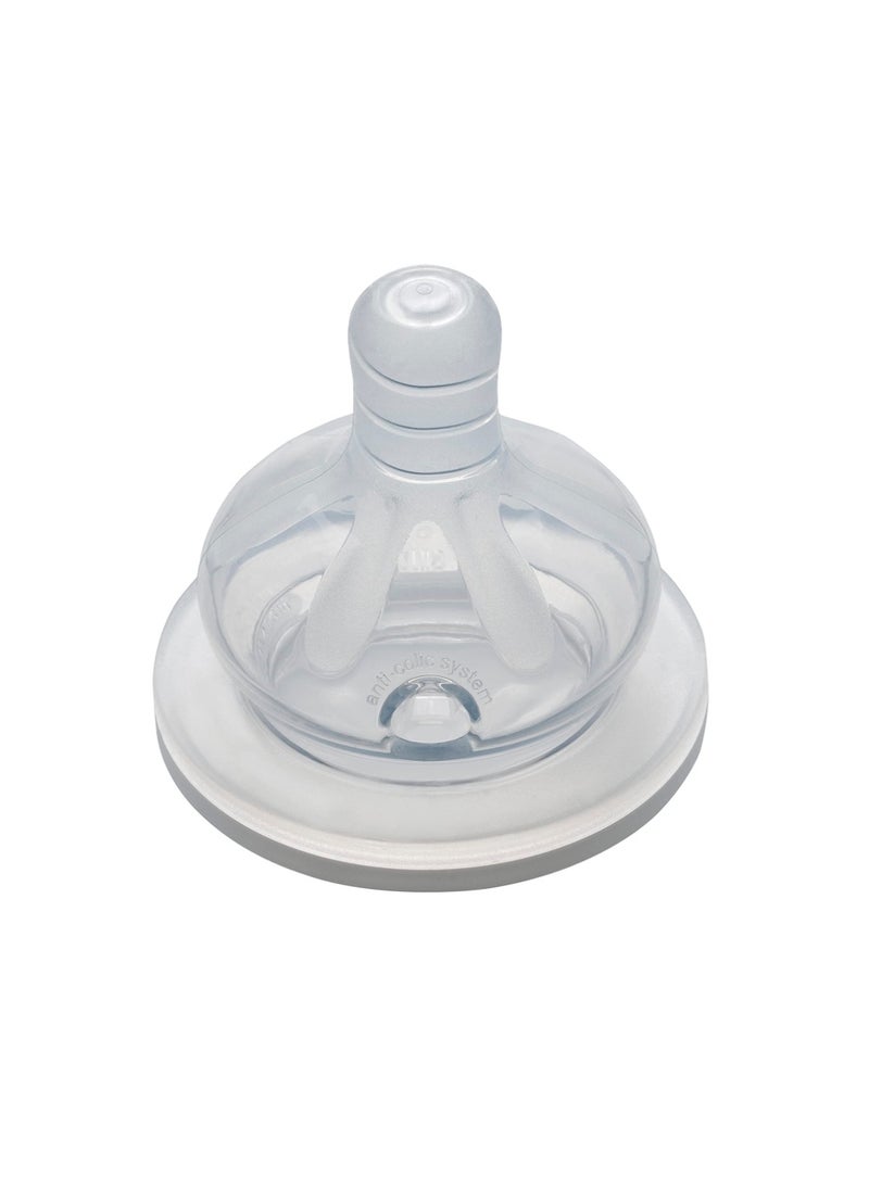 nip Wide Neck Glass Bottle Silicone Round Teat Medium 120ml 0 Month Plus Grey  - Image 5