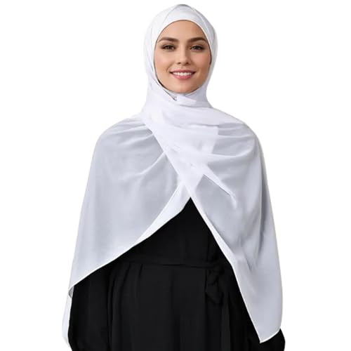 LMVERNA Solid Color Lightweight Wrap and Shawls Girls Fashion Chiffon Scarves(White) - Image 2