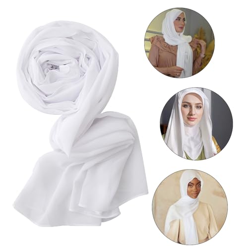 LMVERNA Solid Color Lightweight Wrap and Shawls Girls Fashion Chiffon Scarves(White) - Image 3