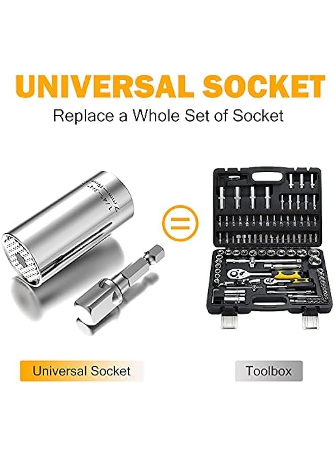 يونغناز 2 قطعة أداة مقبس عالمية، مقبس سوبر فك اي برغي، مثقاب مقبس قابل للتعديل مع محول، 1/4 انش - 3/4 انش (7 ملم الى 19 ملم) - Image 4