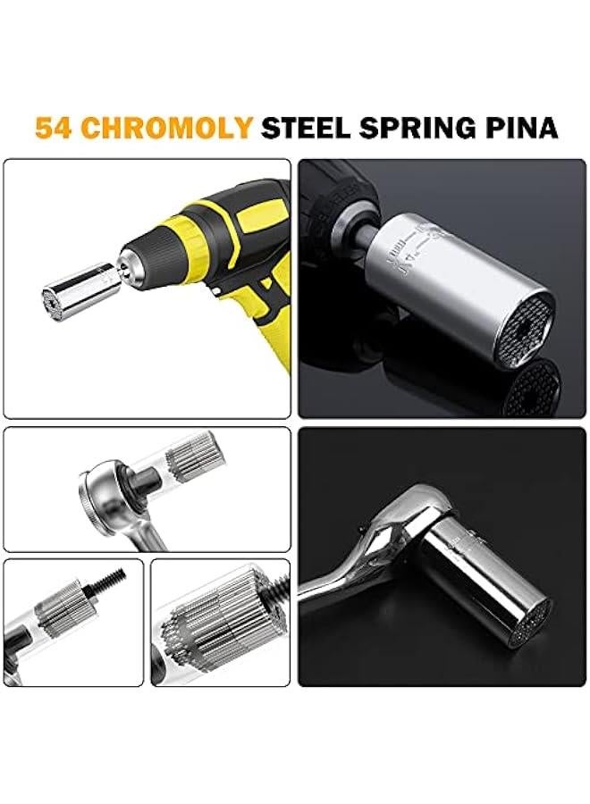 يونغناز 2 قطعة أداة مقبس عالمية، مقبس سوبر فك اي برغي، مثقاب مقبس قابل للتعديل مع محول، 1/4 انش - 3/4 انش (7 ملم الى 19 ملم) - Image 5