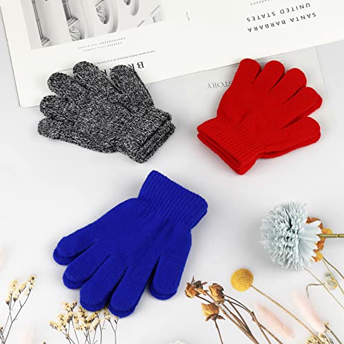 ONESING 3 Pairs Kids Winter Gloves - Stretchy Knit Gloves for Boys & Girls - Image 4
