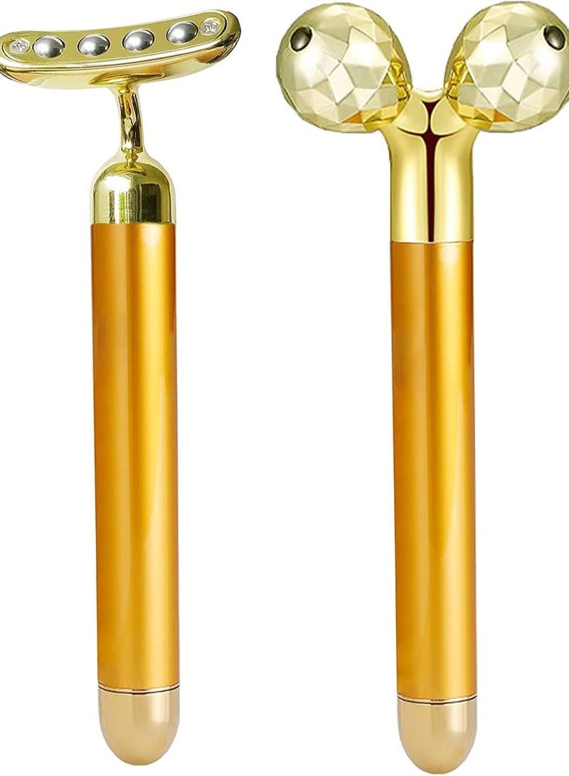 Loquat Electric Face Massage Roller,3D Roller Electric Facial Roller and T Shape Facial Roller Massager Kit, Electric Massage Roller for Puffiness Relief - Image 1