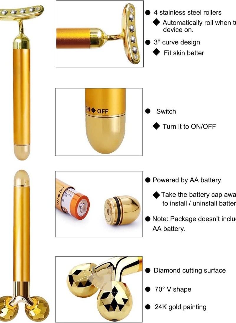 Loquat Electric Face Massage Roller,3D Roller Electric Facial Roller and T Shape Facial Roller Massager Kit, Electric Massage Roller for Puffiness Relief - Image 2