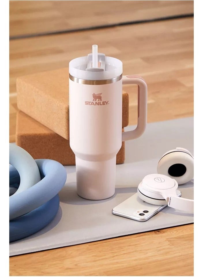 Stanley cup H2.0 Stainless Steel with Lid and Straw for Water Iced Tea Coffee and Smoothie Rose Quartz 30 oz - Image 4