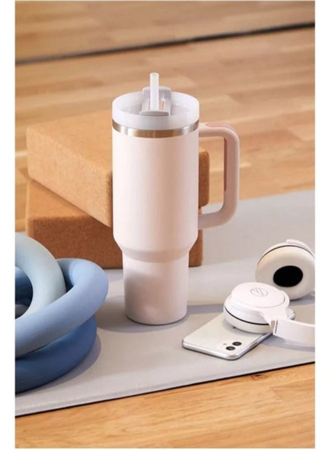 H2.0 Stainless Steel with Lid and Straw for Water Iced Tea Coffee and Smoothie Rose Quartz 30 oz - Image 4