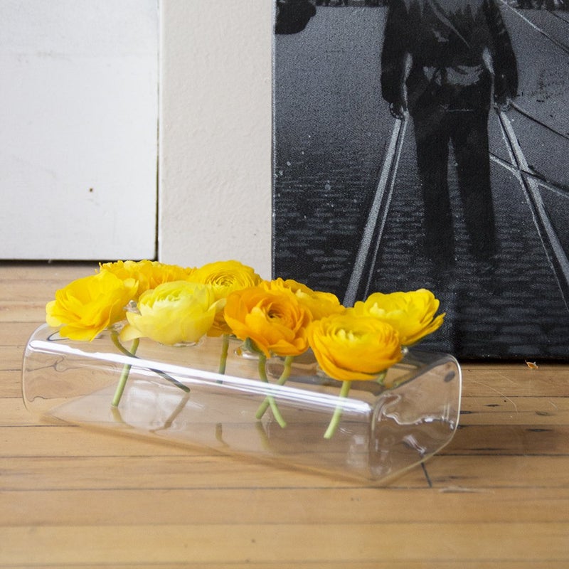 Chive â€˜Hudson 2 Fluteâ€™ Flower Vase â€” Beautiful Medium 8-Hole Multi-Chambered Clear Glass Bud Vase â€” Perfect Flower Vases for Centerpieces, Wedding Decorations and Living Room Decor - Image 3