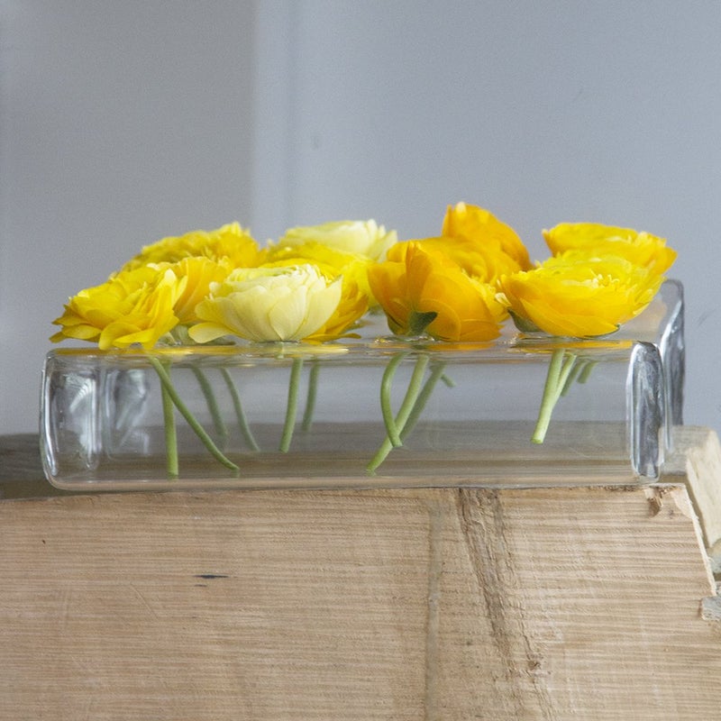 Chive â€˜Hudson 2 Fluteâ€™ Flower Vase â€” Beautiful Medium 8-Hole Multi-Chambered Clear Glass Bud Vase â€” Perfect Flower Vases for Centerpieces, Wedding Decorations and Living Room Decor - Image 2