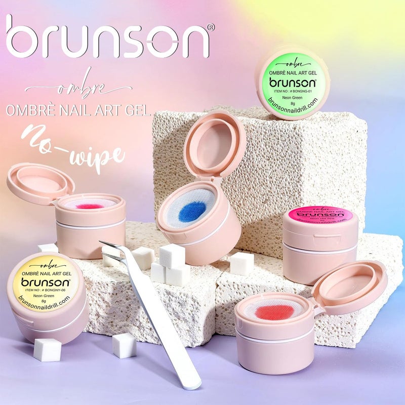 brunson Nail Art Gel - Brunson 2-in-1 Cushion Patting Ombre Nail Art Gel 8gm – UV/LED Nail Gel for Gradient Ombre, French Nail Art & Creative Designs | Sponge & Brush Dual Application Gel for Professional Salon Use - Image 5