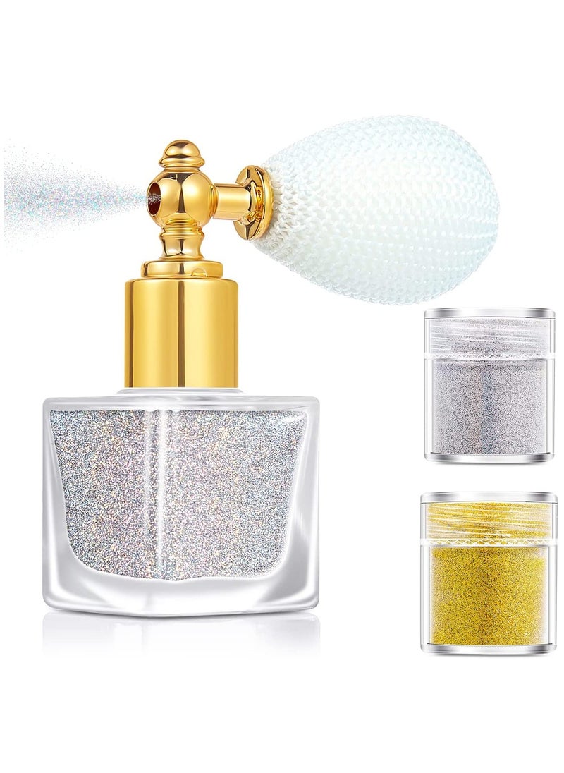 Generic Body Glitter Spray, Sliver Gold Glitter Powder, Shimmer Highlighter Loose Powder Glitter Makeup for Body Face Hair Clothes Nail Art Craft Design(1 bottle spray + 2 spare bottles)  - Image 1