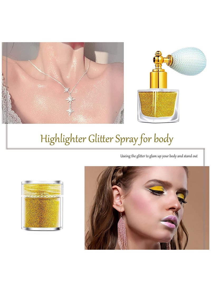 Generic Body Glitter Spray, Sliver Gold Glitter Powder, Shimmer Highlighter Loose Powder Glitter Makeup for Body Face Hair Clothes Nail Art Craft Design(1 bottle spray + 2 spare bottles)  - Image 3