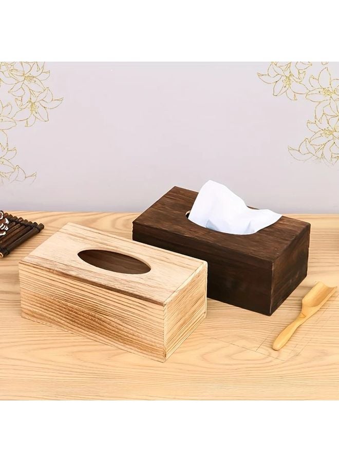 Paulownia Color Wood Tissue Box Organizer Modern Farmhouse Decor Storage - Image 3