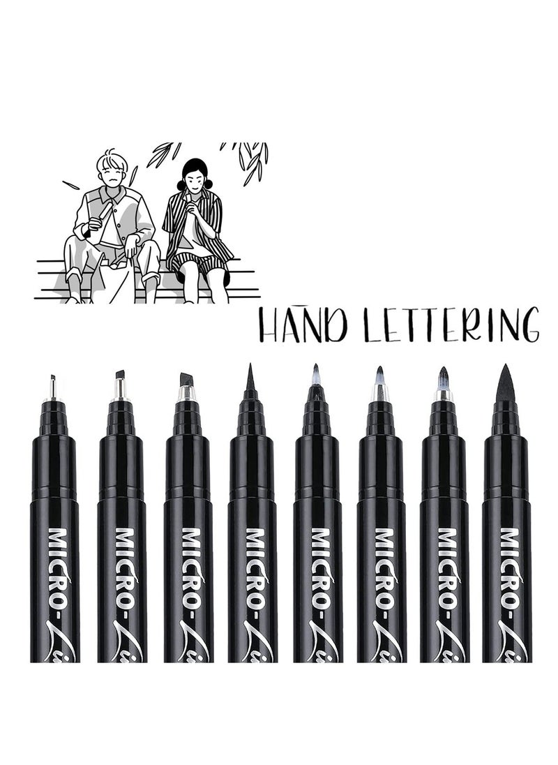 Generic Calligraphy Brush Pen, Hand Lettering Pens, Art Markers Pens for Beginners Writing, Sketching, Drawing, Illustration, Scrapbooking, Journaling, Black Ink Pen Set, 8 Sizes  - Image 1