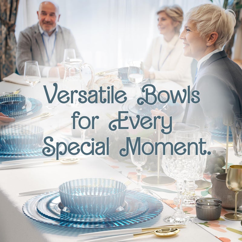 Exquisite Blue Plastic Bowls Disposable - 16 Oz - 20 Count - Disposable Soup Bowls - Great for Weddings Parties And Formal Occasions - Image 5