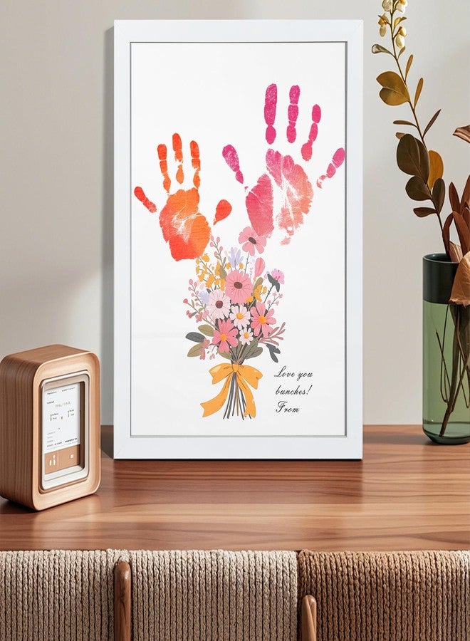 Bixinyo Flower Bouquet Handprint Kit, Gifts for Mother's Day, Grandma, Mom, Grandparents from Daughter/Kids, Unique Gifts for Birthday Christmas, DIY Art Craft 12" X 16" Frame (Bow, White) - Image 5