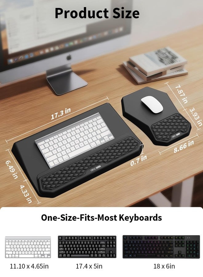 abc.mat 3-in-1 Ergonomic Keyboard Stand with Wrist Rest & Mouse Pad Set, Comfy Keyboard Riser Holder Soft Mousepad with Massage Design, Memory Foam and Non-Slip PU Base for Pain Relief - Image 4