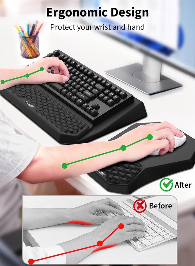 abc.mat 3-in-1 Ergonomic Keyboard Stand with Wrist Rest & Mouse Pad Set, Comfy Keyboard Riser Holder Soft Mousepad with Massage Design, Memory Foam and Non-Slip PU Base for Pain Relief - Image 2