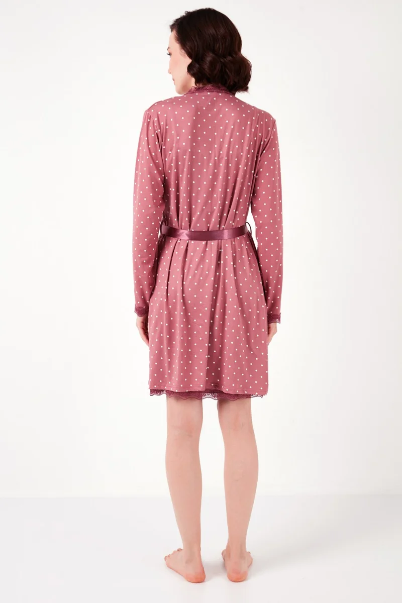 Lela Lace Detailed Slit Dressing Gown Nightgown Women's Nightgown 6097580