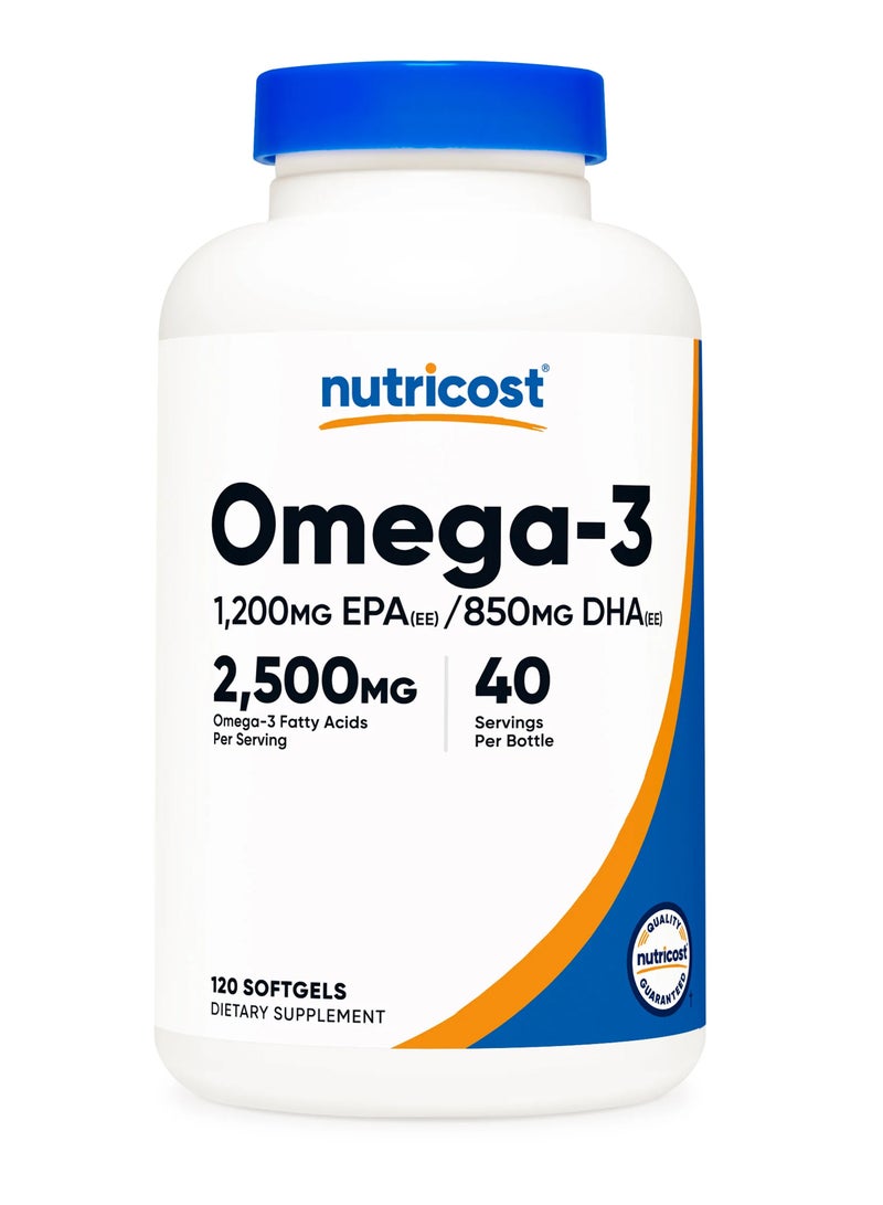 Nutricost Omega 3 Fish Oil - 2500MG, 120 Softgels (40 Serv) - Fish Oil, Wild Caught! 1200mg EPA 850mg DHA - Image 1