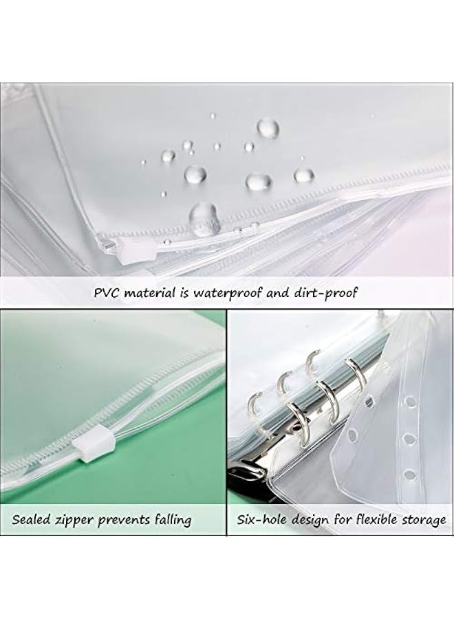 Generic 60 Packs A6 Size 6 Holes Binder Pockets Plastic Binder Zipper Folders Waterproof 6 Holes Zipper Loose Leaf Bags for Documents Notebooks Cards  - Image 1