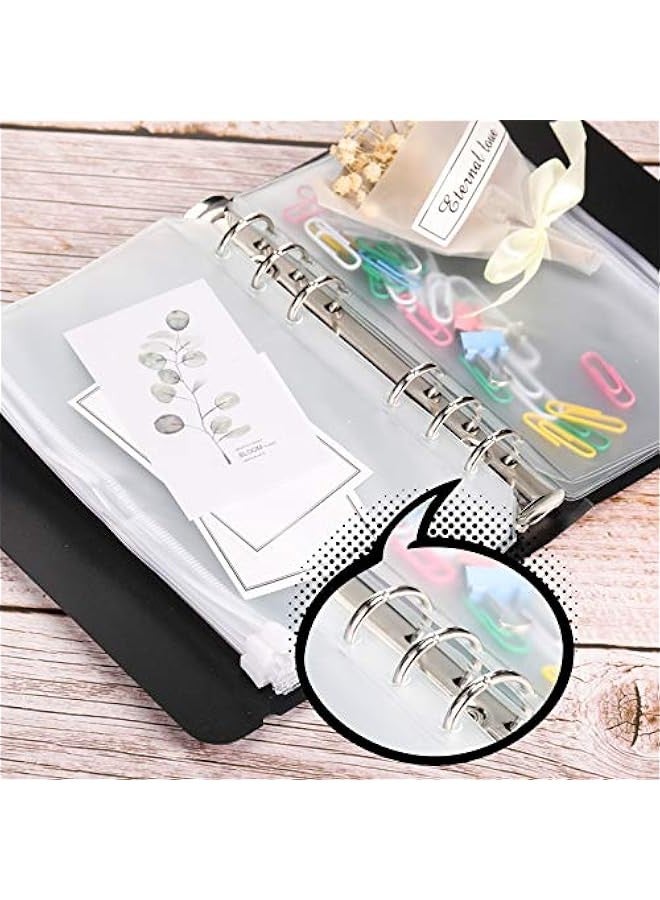 Generic 60 Packs A6 Size 6 Holes Binder Pockets Plastic Binder Zipper Folders Waterproof 6 Holes Zipper Loose Leaf Bags for Documents Notebooks Cards  - Image 2