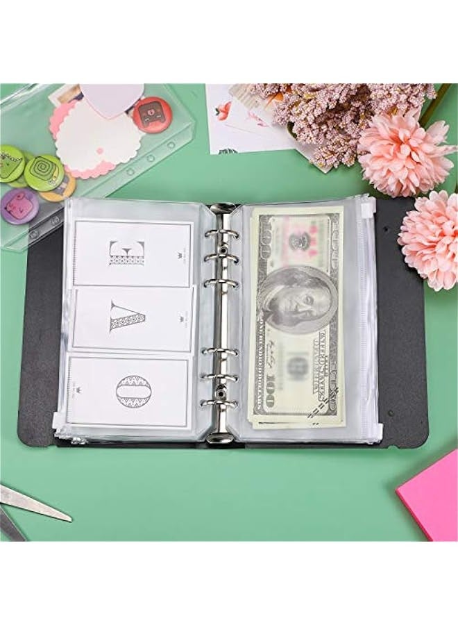Generic 60 Packs A6 Size 6 Holes Binder Pockets Plastic Binder Zipper Folders Waterproof 6 Holes Zipper Loose Leaf Bags for Documents Notebooks Cards  - Image 3
