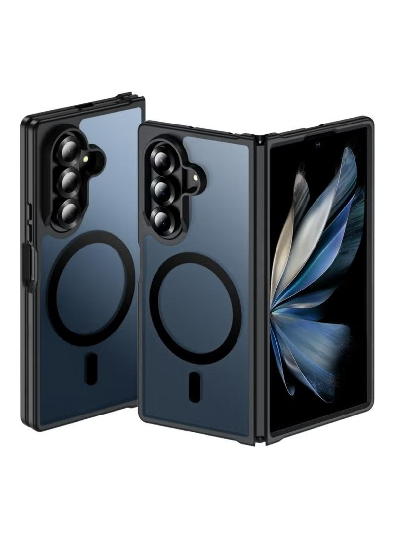 X-level for Samsung Galaxy Z Fold 7 Magnetic Case, [Compatible with MagSafe] Translucent Matte Grade Drop Proof Protection Shockproof Hard PC Rugged Phone Cover (Black) - Image 1