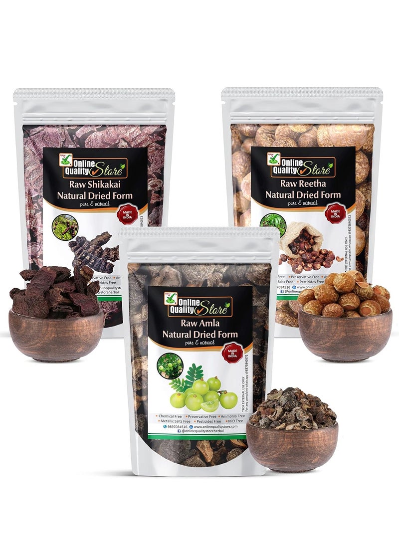 Online Quality Store reetha amla shikakai combo raw form |Organic Reetha for Hair |Aritha|Reetha|Ritha|Soapnuts (Sapindus Mukorossi) |dried Shikakai, Acacia Concinna |reetha amla shikakai raw shampoo |hair pack ,900g - Image 1